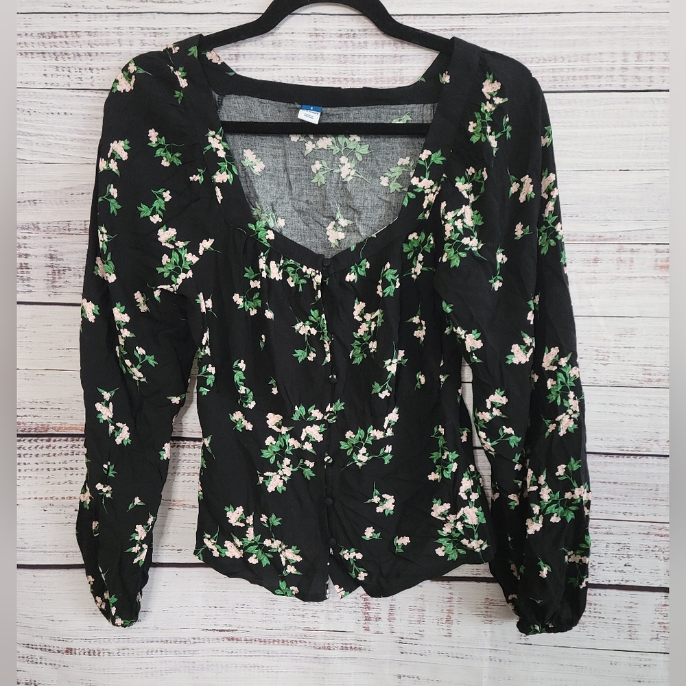 Old Navy S Floral Squareneck Peasant Top